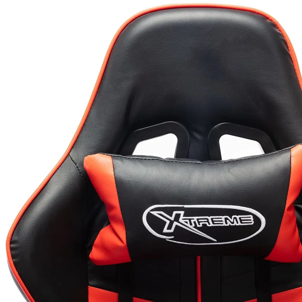 Cadeira gaming c/ apoio de pés couro artificial preto/vermelho