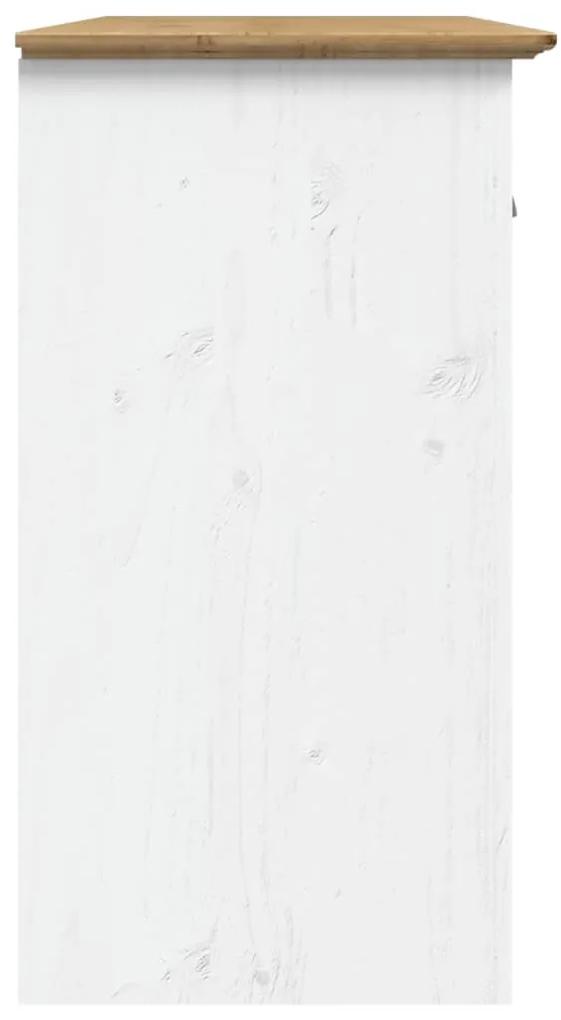 Aparador Outo em Madeira Maciça de 115cm - Branco/Castanho - Design Bo