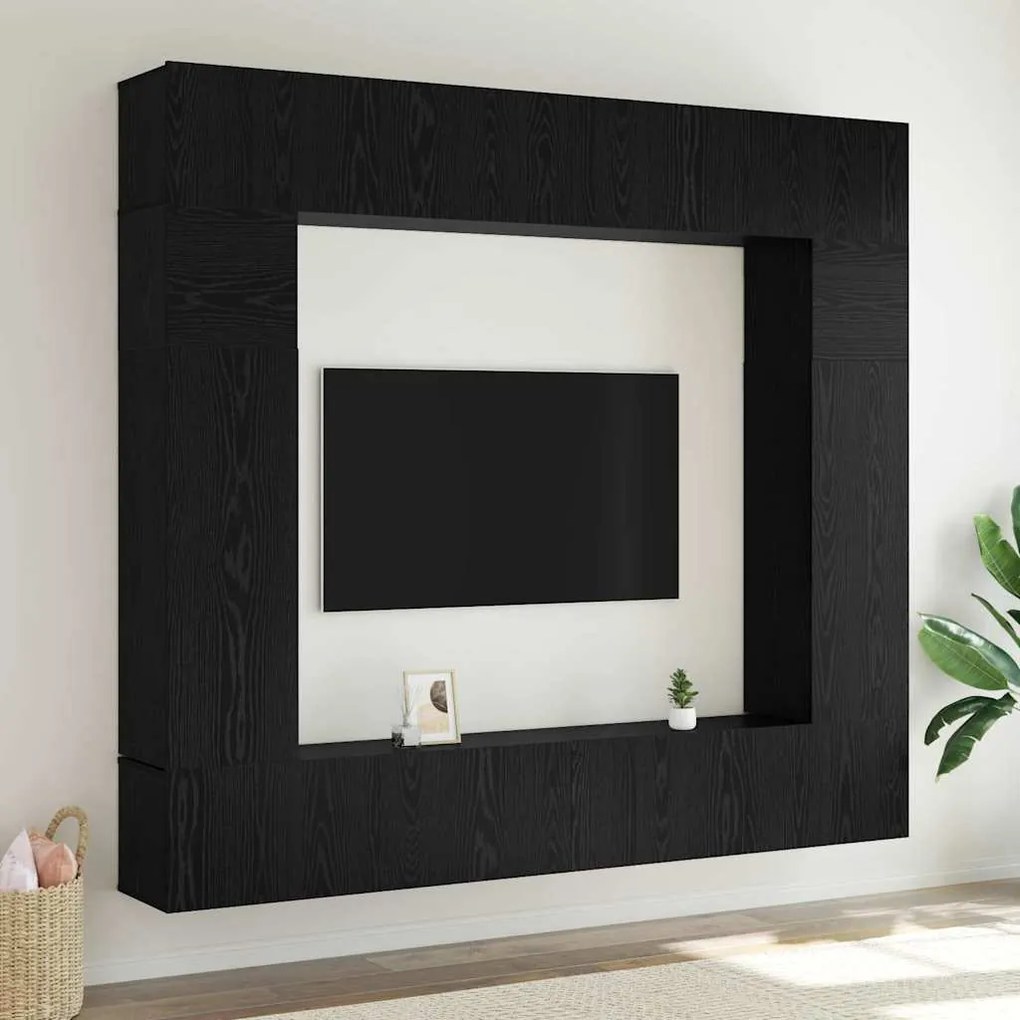 vidaXL Conjunto de móvel de TV 8 pcs Carvalho preto 100 x 30 x 30 cm