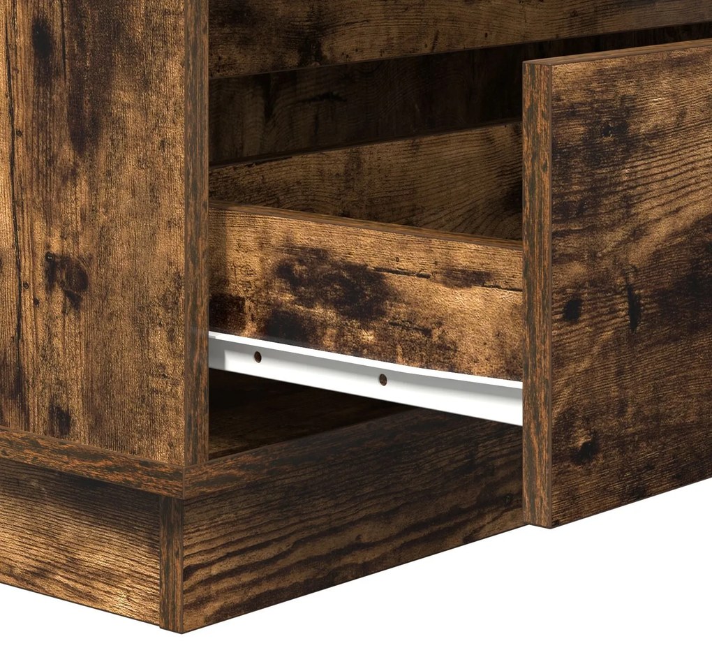 Criado-mudo com LED Carvalho Fumado 71x34,5x75 cm Madeira de Engenhari