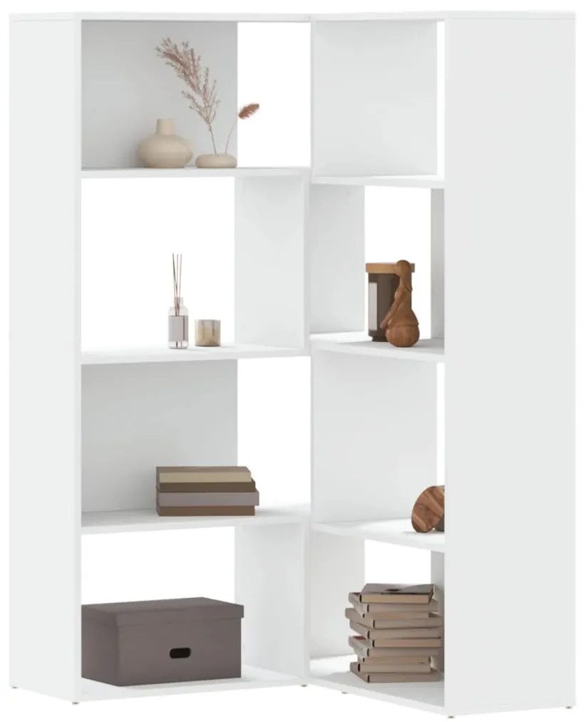 vidaXL Estante canto 4 prateleiras 85x85x140 cm deriv. madeira branco