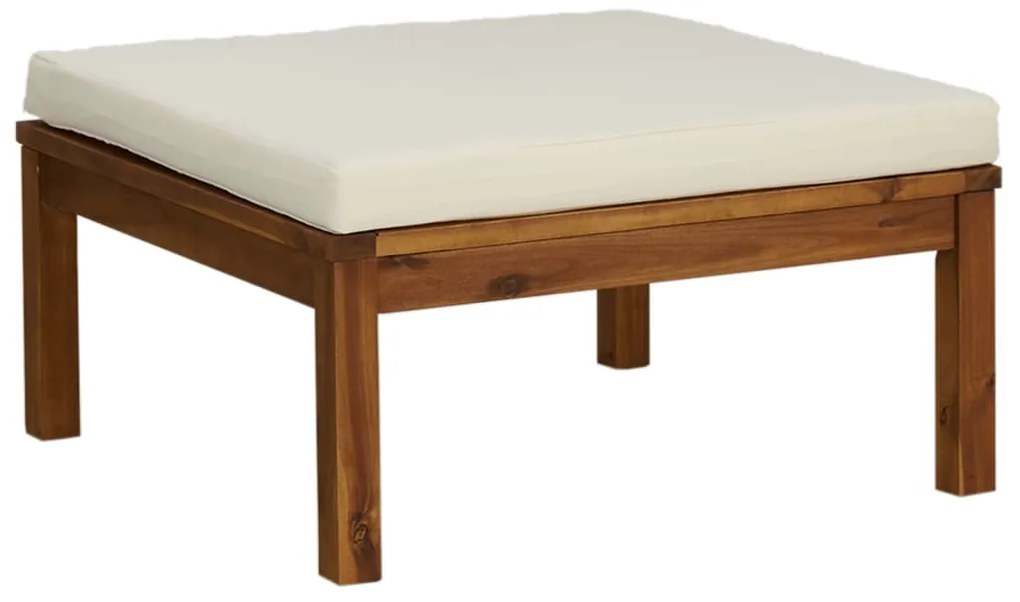 6 pcs conjunto lounge jardim c/ almofadões creme acácia maciça