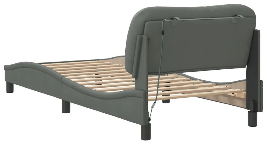 Estrutura de cama com LED sem colchão 90x200 cm tecido