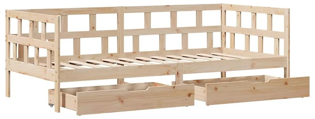 Sofá-cama com gavetas 80x200 cm madeira de pinho maciça