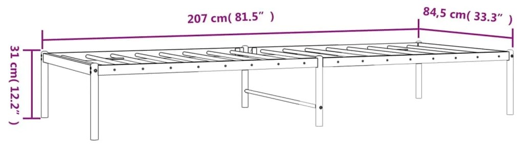 Estrutura de cama 80x200 cm metal branco