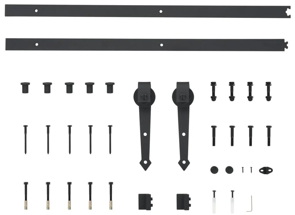 Kit de ferragens para porta deslizante 183 cm aço preto