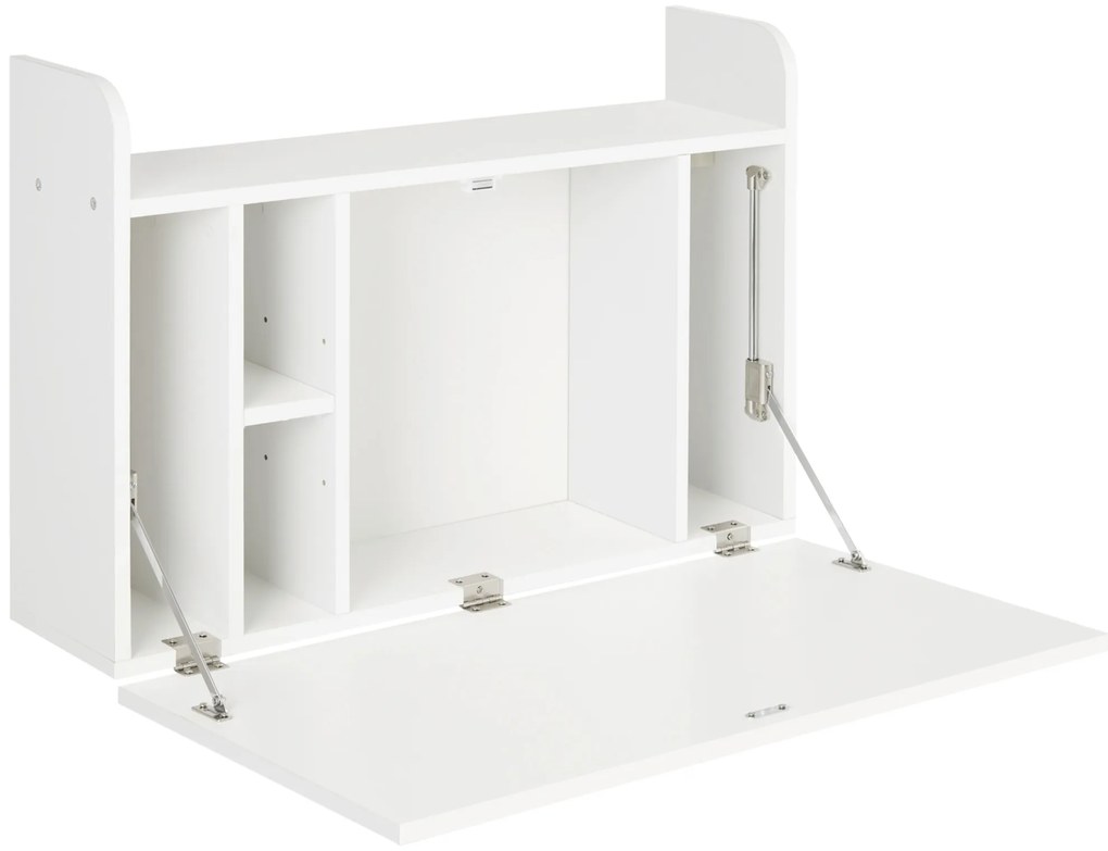 HOMCOM Mesa Suspensa Mesa de Computador e Mesa Dobrável com Armazenamento 77x20x51 cm | Aosom Portugal
