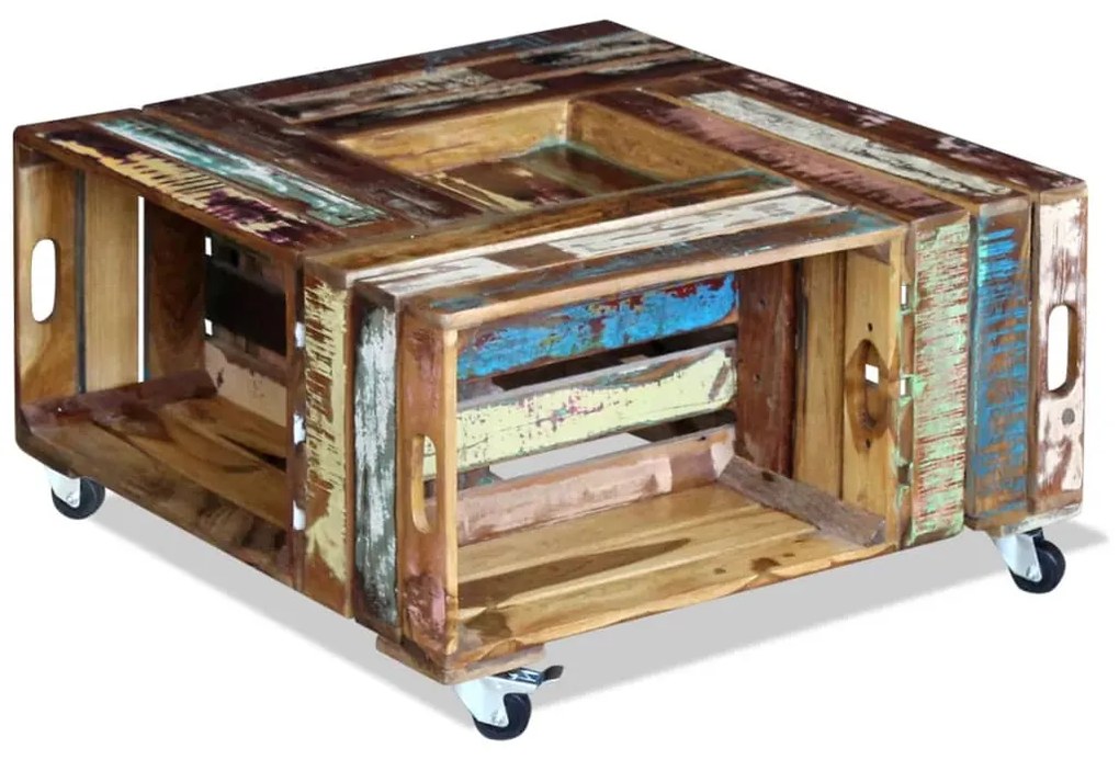 Mesa de centro 70x70x35 cm madeira reciclada maciça