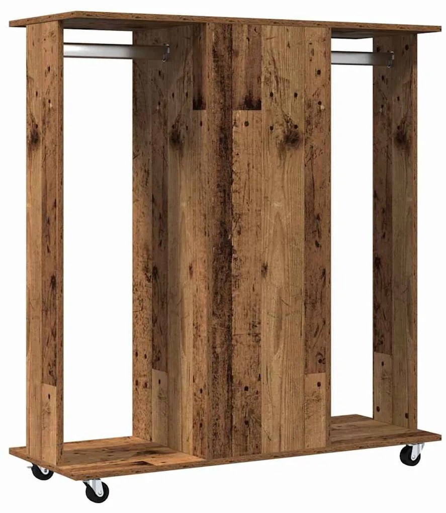 Guarda-roupa com Rodas Madeira Velha 102x38x110 cm Madeira de Engenhar