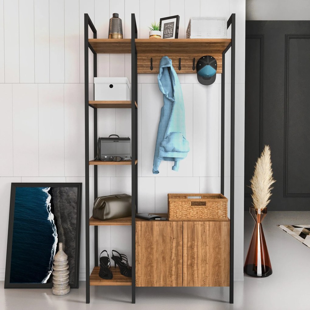 Hall Stand Doga – Walnut Black – 90x35x175 cm