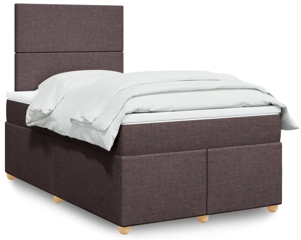 Cama com molas/colchão 120x200 cm tecido castanho-escuro