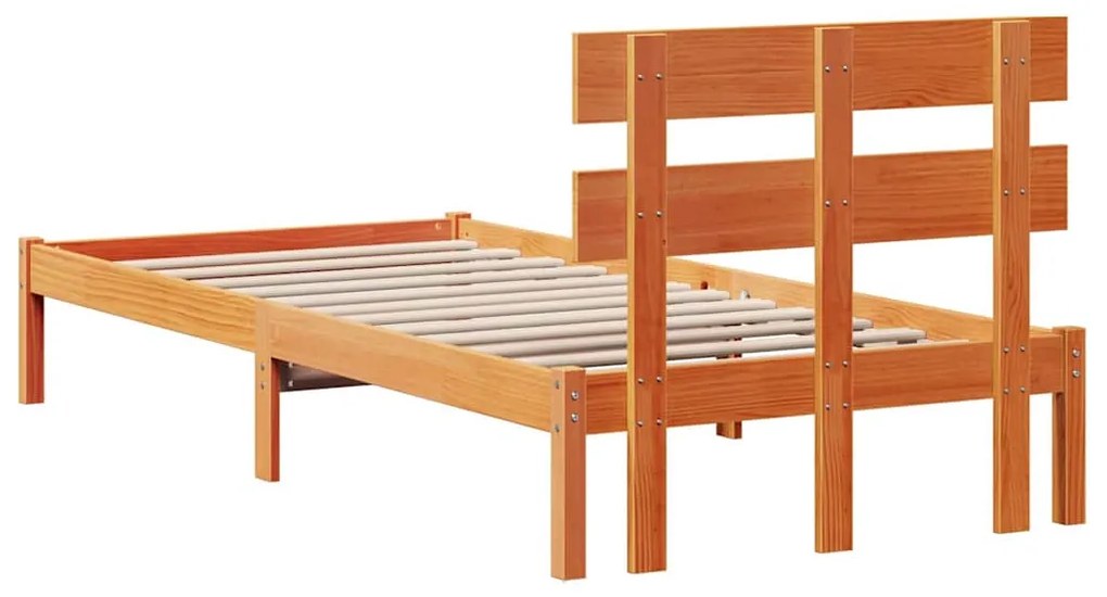 Estrutura de Cama com Cabeceira Castanha 75x190 cm Madeira Maciça de P