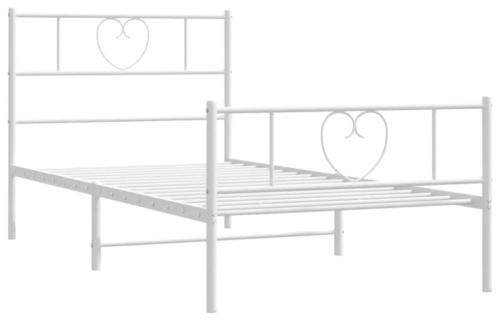 Estrutura de cama com cabeceira e pés 90x190 cm metal branco