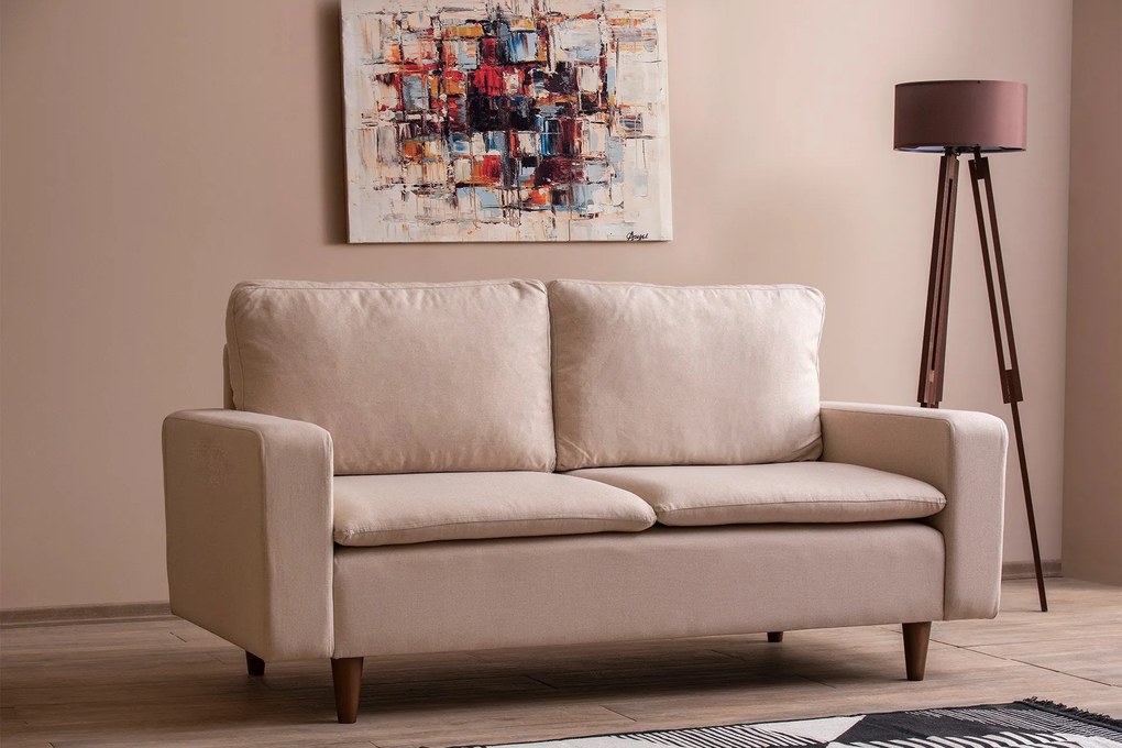 Sofá de 2 Lugares Pafu Lungo — Creme - 180x52x75 cm - Design Moderno