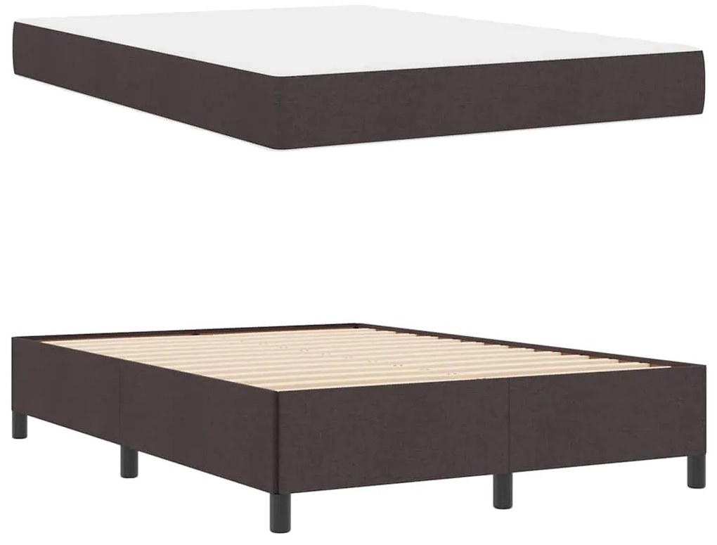 Cama Box Castanho 140 x 200 cm Tecido, Madeira de Engenharia