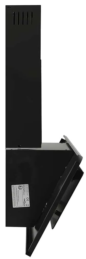 Exaustor de parede 90 cm aço inoxidável e vidro temperado preto