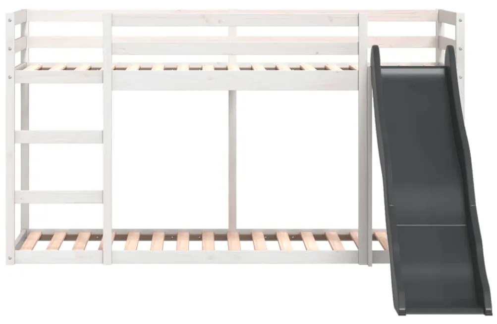Beliche com escorrega e escada 90x200 cm pinho maciço branco