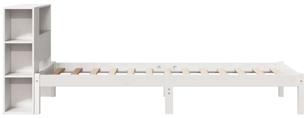 Cama com estante sem colchão 90x200 cm pinho maciço branco