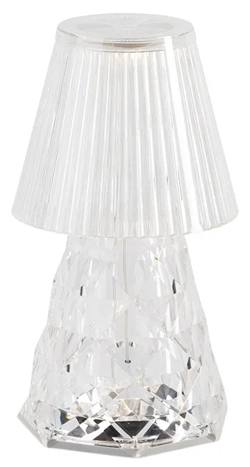 Candeeiro de Mesa Vidro Transparente Incl. LED Recarregável IP44 - Lola 20 Lux Clássico / Antigo