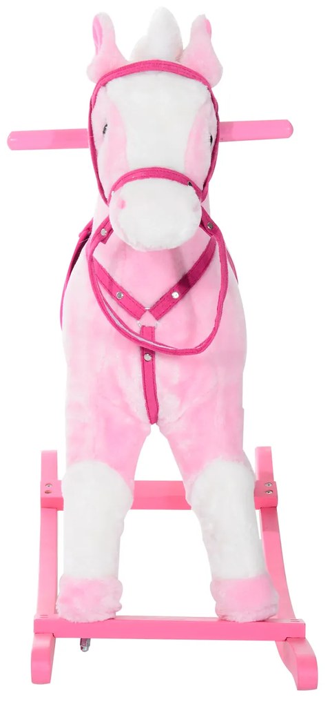 Cavalo de Baloiço para crianças a partir de 3 anos com Sons 74x28x65cm Rosa