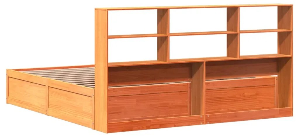Cama sem colchão 200x200 cm pinho maciço castanho-mel