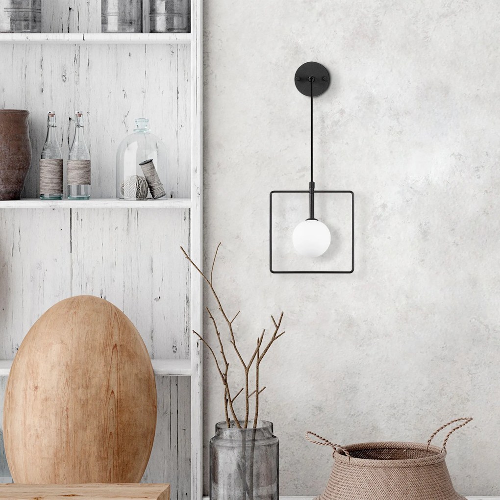Aplique de Parede Geometri – Preto/Branco – 22 x 15 cm