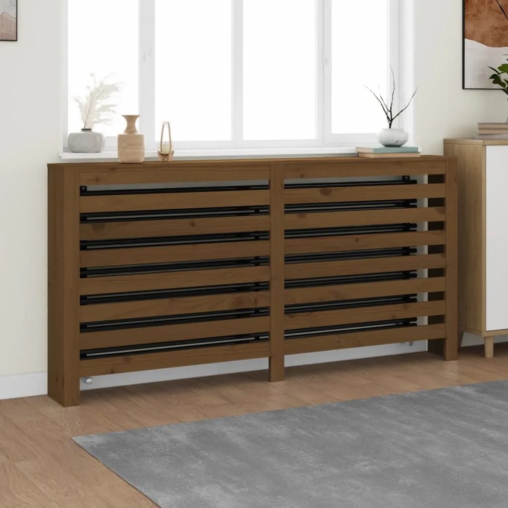 822609 vidaXL Cobertura de radiador 169x19x84 cm pinho maciço castanho mel