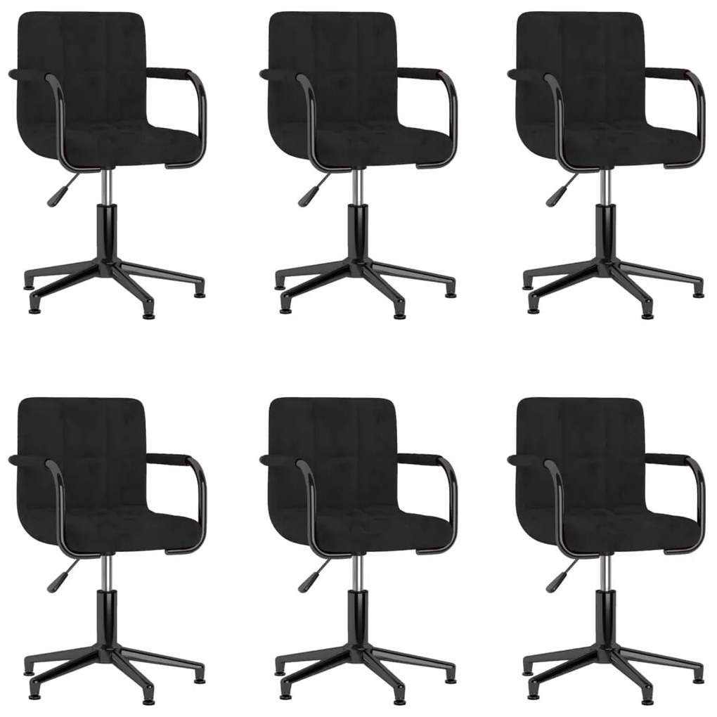 vidaXL Cadeiras de jantar giratórias 6 pcs veludo preto