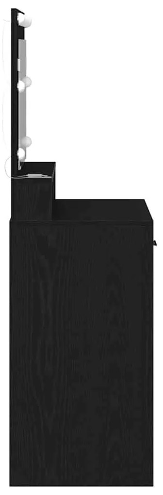 Mesa de Maquilhagem vidaXL com Luzes de LED Carvalho Preto 79x41x135 c