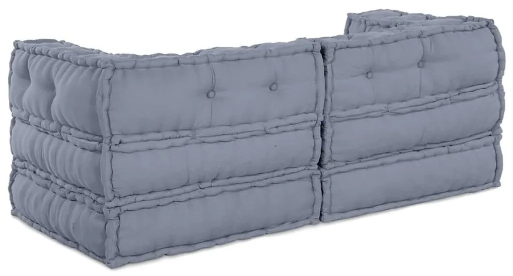 Puffs Modulares - Conjunto de 2 em Tecido Cinza