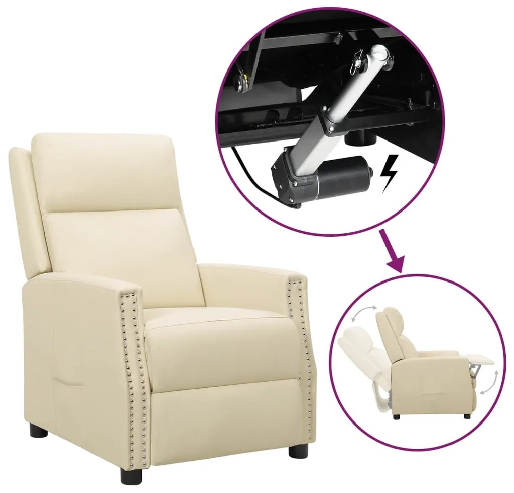 3093214 vidaXL Poltrona elevatória couro artificial cor creme