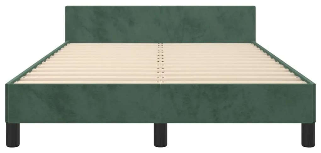 Estrutura de cama sem colchão 120x200 cm veludo verde-escuro