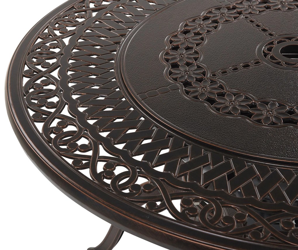 Mesa de jardim com lareira em alumínio castanho escuro ⌀ 105 cm MANFRIA Beliani