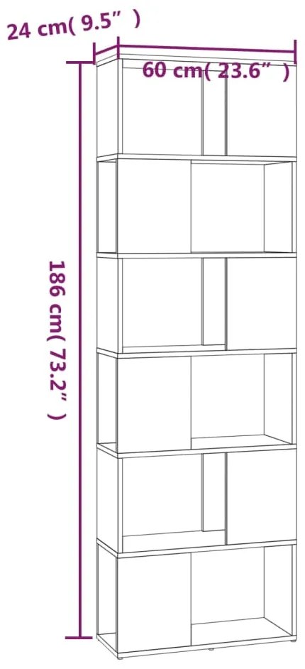 Estante/divisória 60x24x186 cm cinzento sonoma