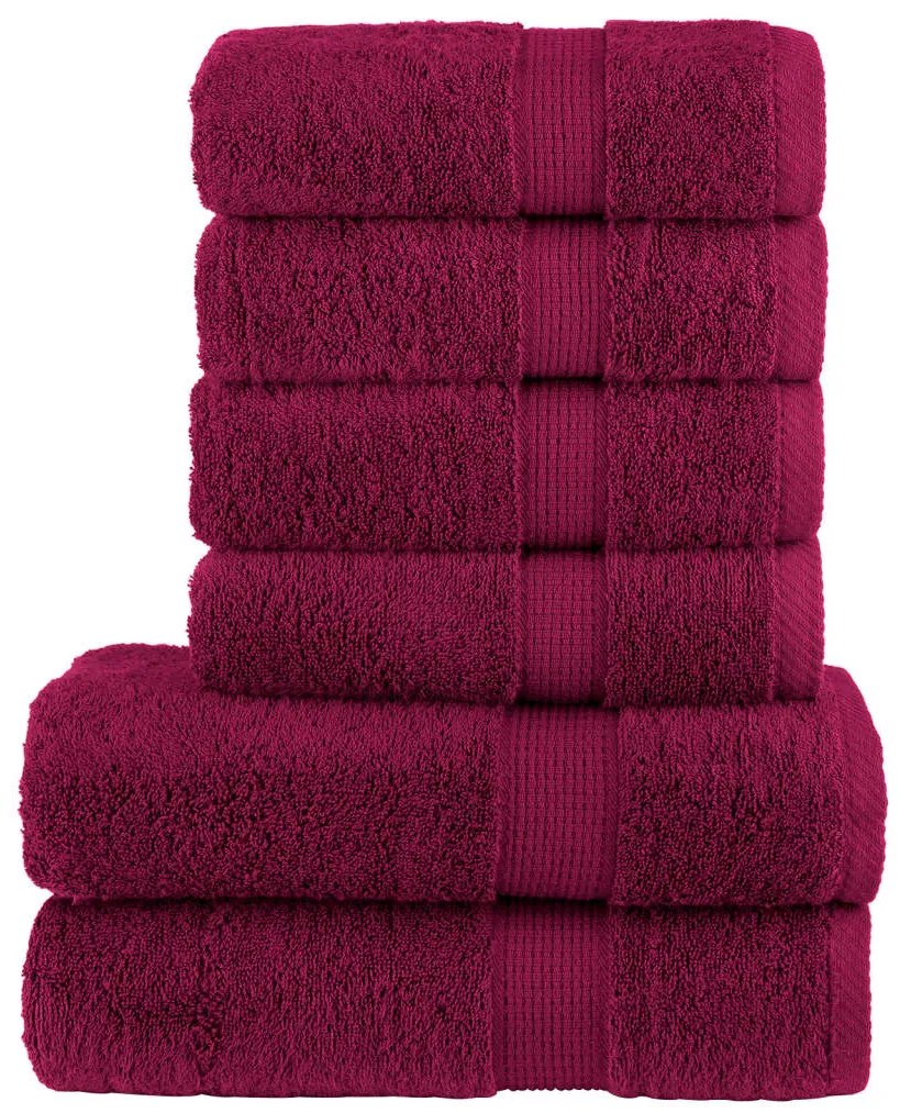 6 pcs Conjunto de toalhas premium SOLUND 600 gsm bordô
