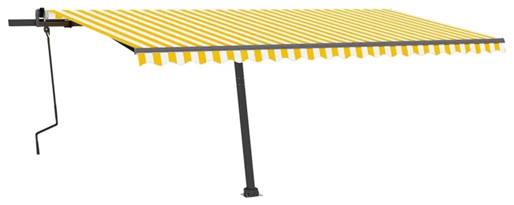 Toldo retrátil manual com LED 500x350 cm amarelo e branco