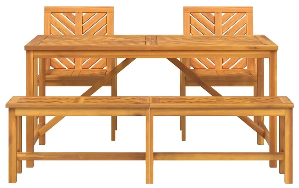 Conjunto de Jantar de Jardim 4 Peças Madeira Maciça de Acácia