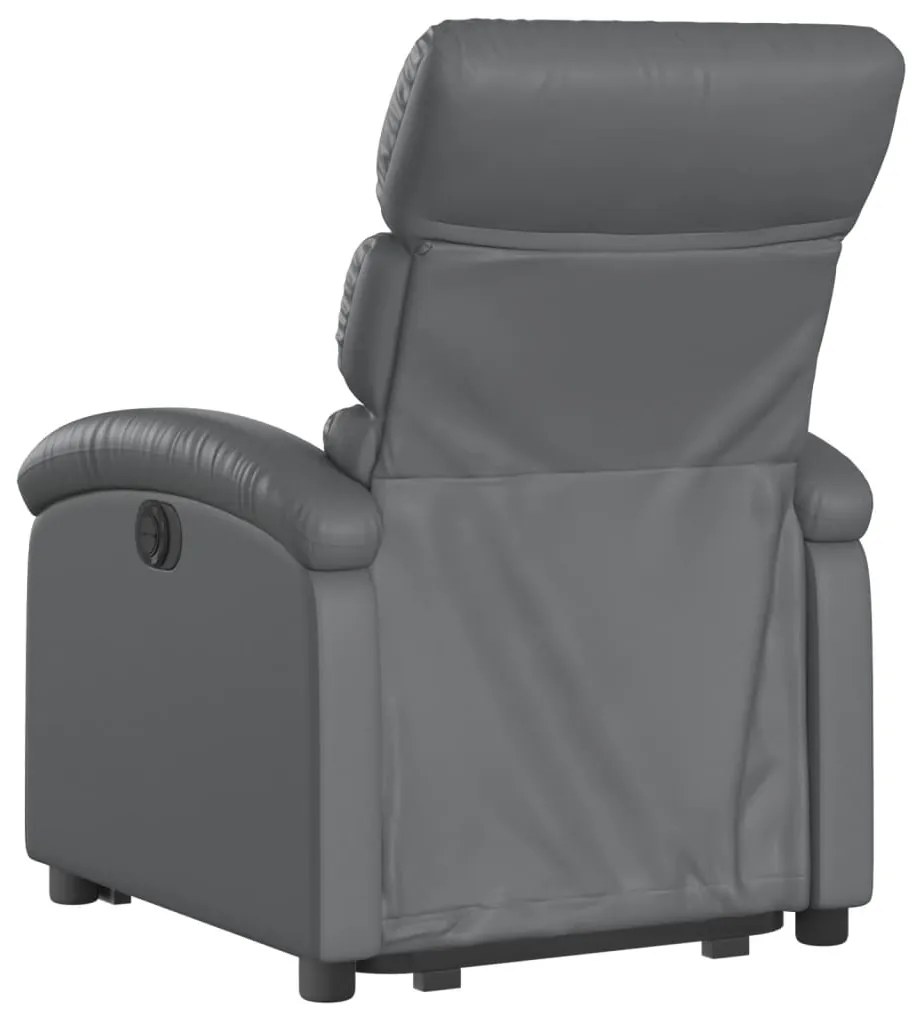 Poltrona reclinável elevatória couro artificial cinzento