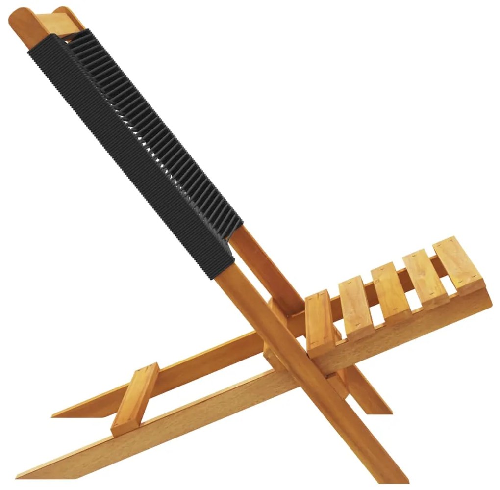 Cadeiras de jardim 2 pcs acácia maciça e polipropileno preto