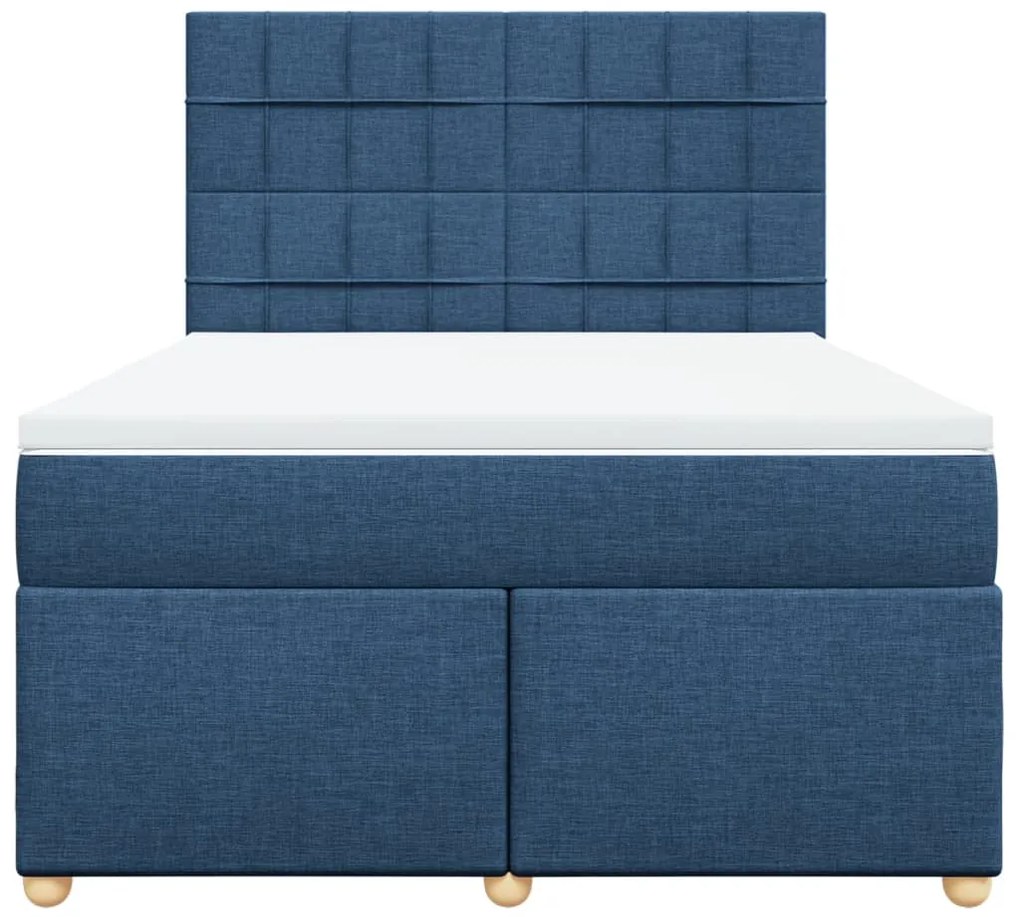 Cama com molas/colchão 160x200 cm tecido azul