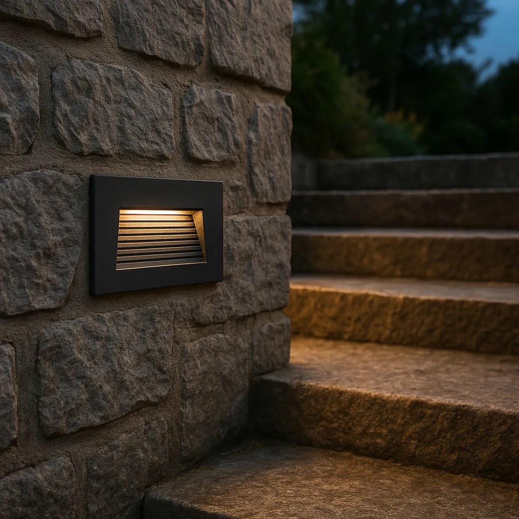 Aplique de parede embutido moderno preto 11,5cm incl. LED IP65 - Trem