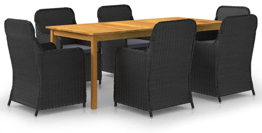 vidaXL 7 pcs conjunto de jantar para jardim preto