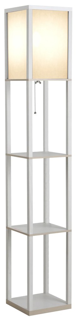 HOMCOM Candeeiro de Pé com Prateleiras 26x26x160 cm 3 Prateleiras 4 Níveis MDF Branco | Aosom Portugal