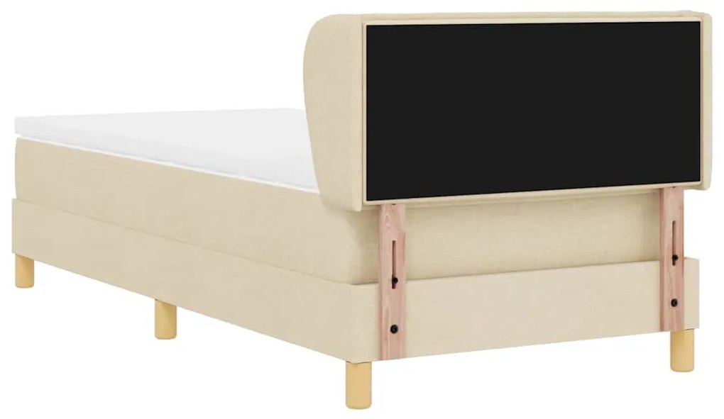 Cama Box Spring com Colchão Creme 100x200 cm em Tecido