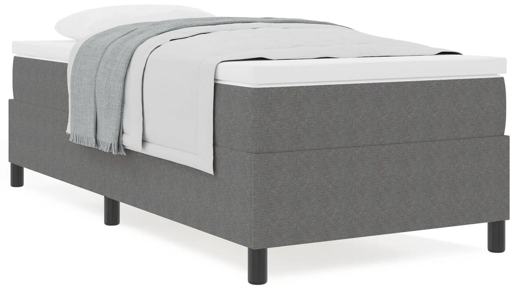 Cama Box Spring com Colchão Cinza Individual Tecido de Veludo