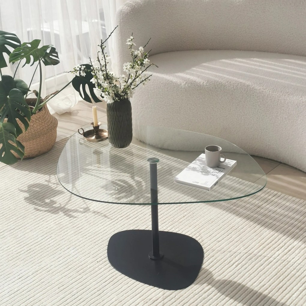 Mesa de Centro Soho – Transparente e Preto – 85x40x67 cm