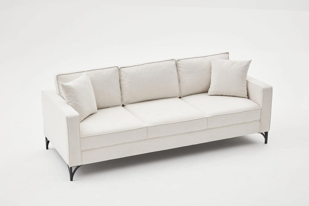 Sofá de 3 Lugares Berlin – Creme e Preto – 220 x 83 x 91 cm
