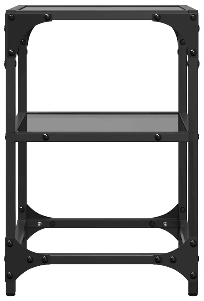 Mesas de centro c/ tampo em vidro preto 2 pcs 30x30x45 cm aço