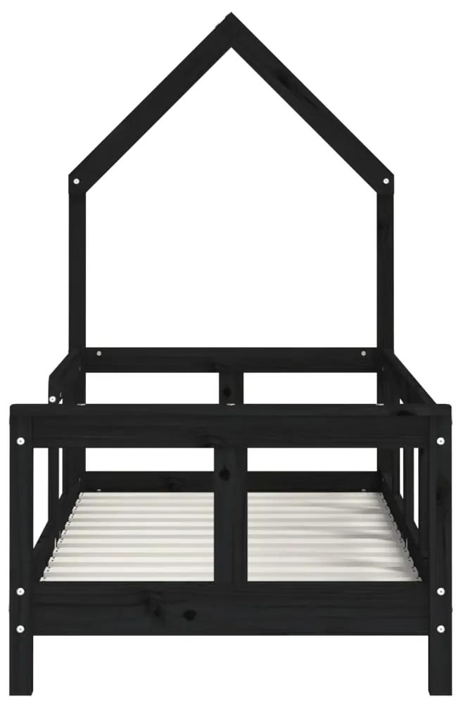 Estrutura de cama infantil 70x140 cm pinho maciço preto
