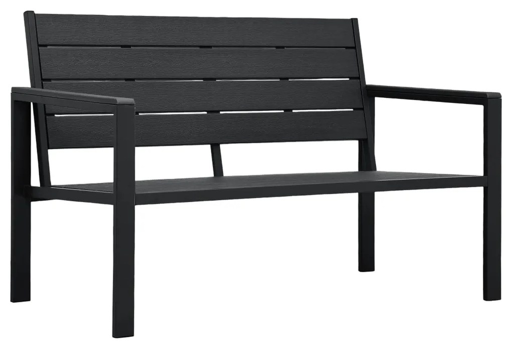 vidaXL Banco de jardim 120 cm PEAD aspeto de madeira preto
